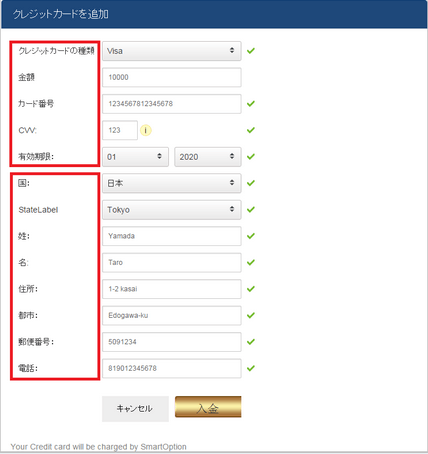スマートオプション入金手順4