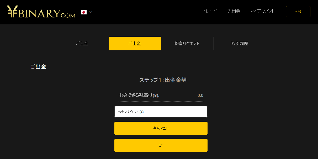 ワイバイナリー(Ybinary)出金手順2